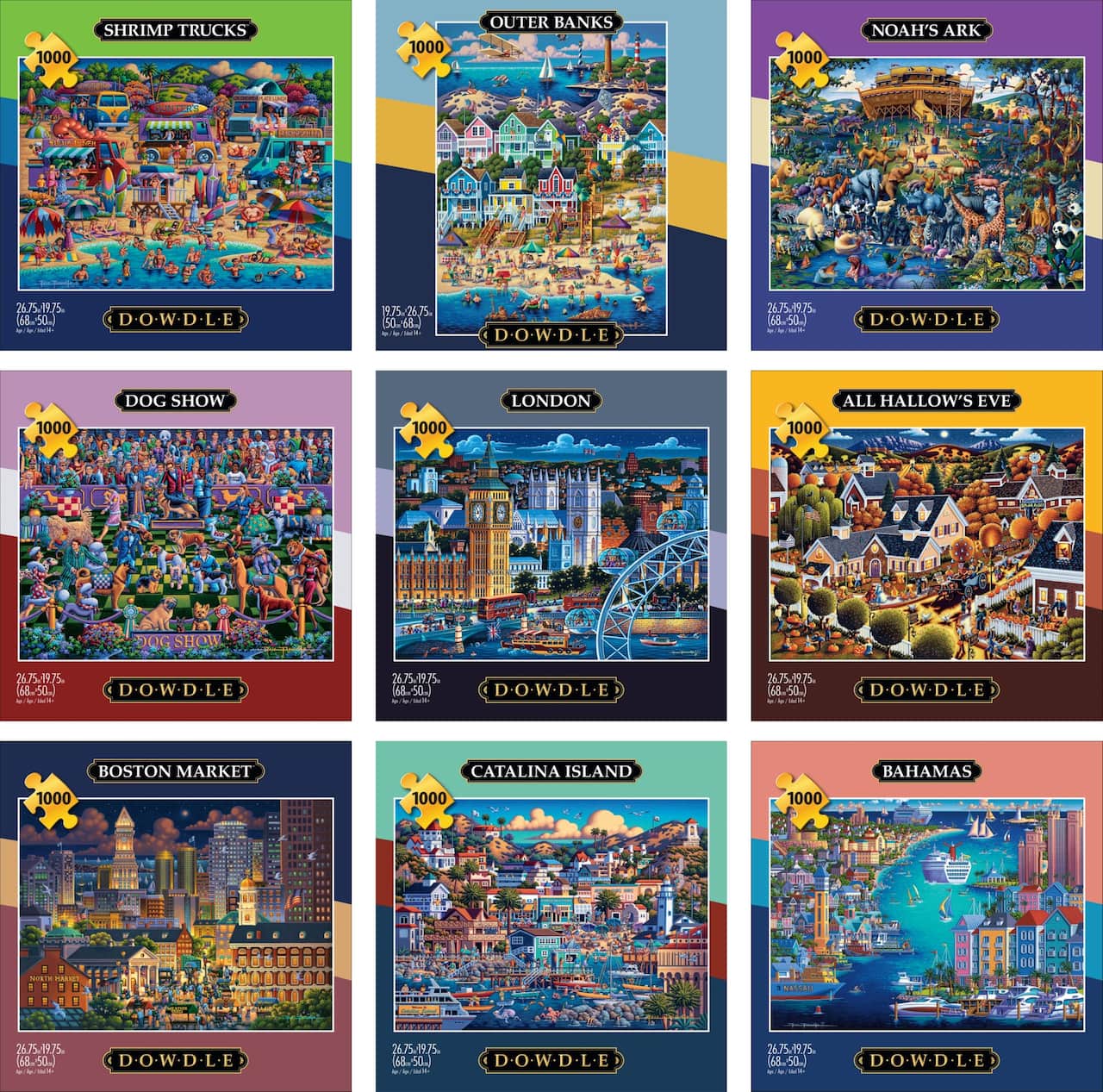 Assortiment de casse-têtes avec image de Dowdle de 1000 pièces